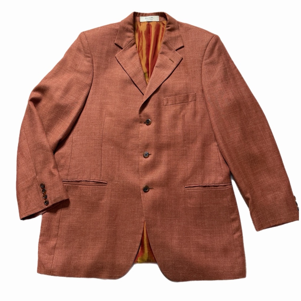 VTG John W Nordstrom Silk Wool Linen Blend Copper Orange Blazer Sports Coat 45R